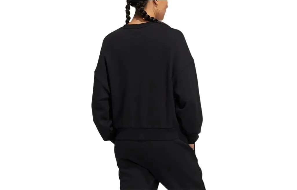 adidas Large Logo Print Pullover Crew Neck Long Sleeve Sweatshirt Women's Black 2