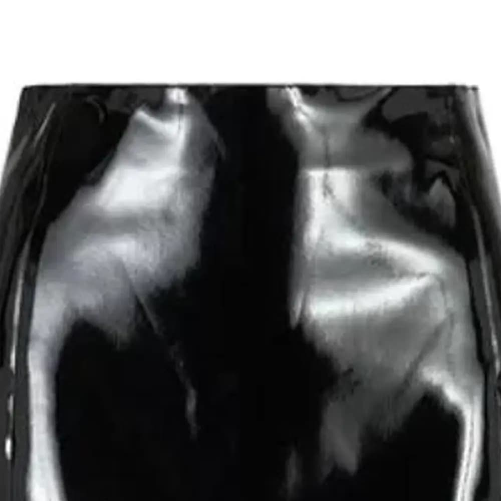 EMPORIO ARMANI FW22 Solid Color Shiny Leather Mini Skirt Women's Black 3