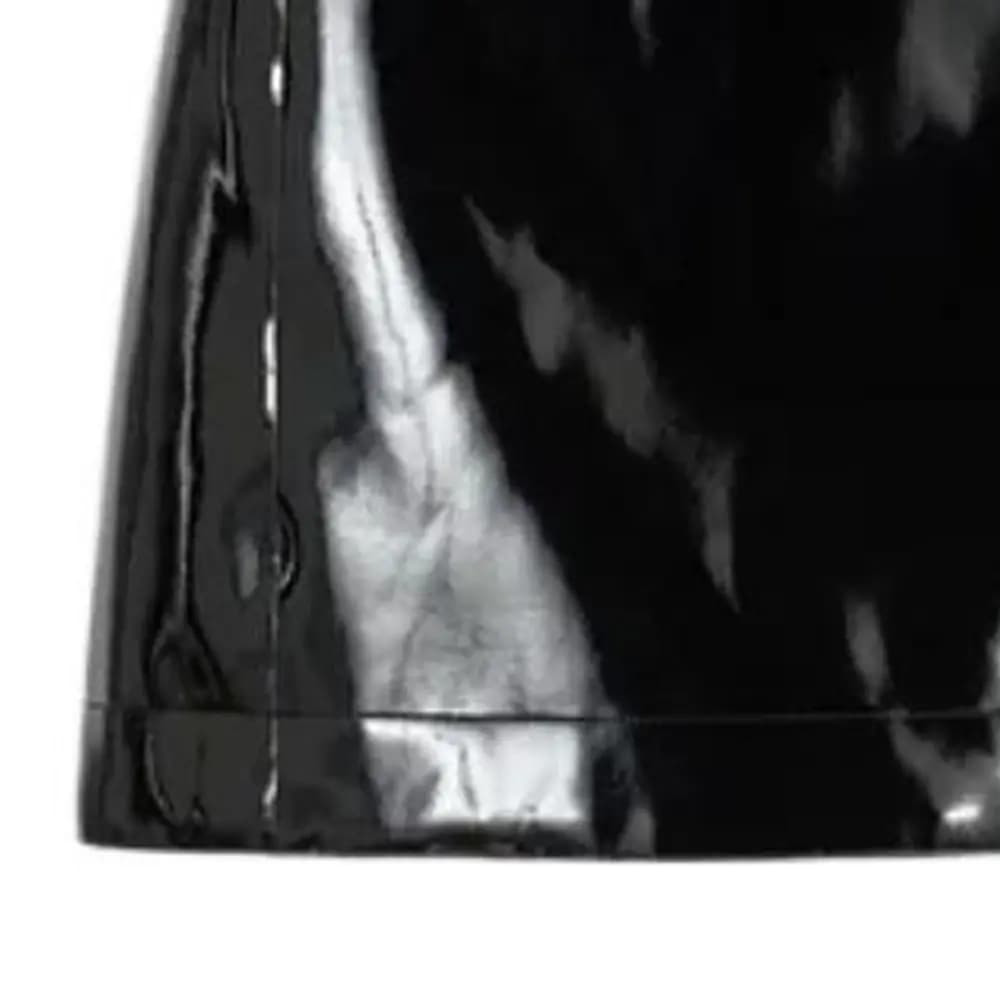 EMPORIO ARMANI FW22 Solid Color Shiny Leather Mini Skirt Women's Black 5