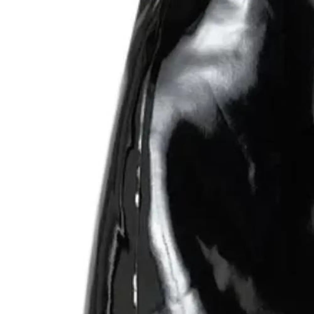 EMPORIO ARMANI FW22 Solid Color Shiny Leather Mini Skirt Women's Black 2