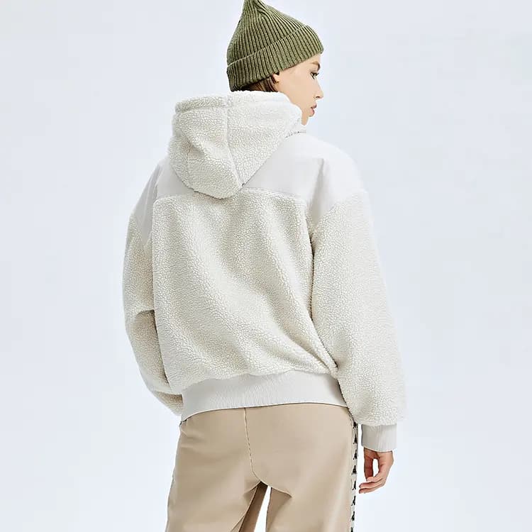 Kappa Shearling Sport Casual Cardigan Hooded Long Sleeve Jacket Autumn Winter Women's 8