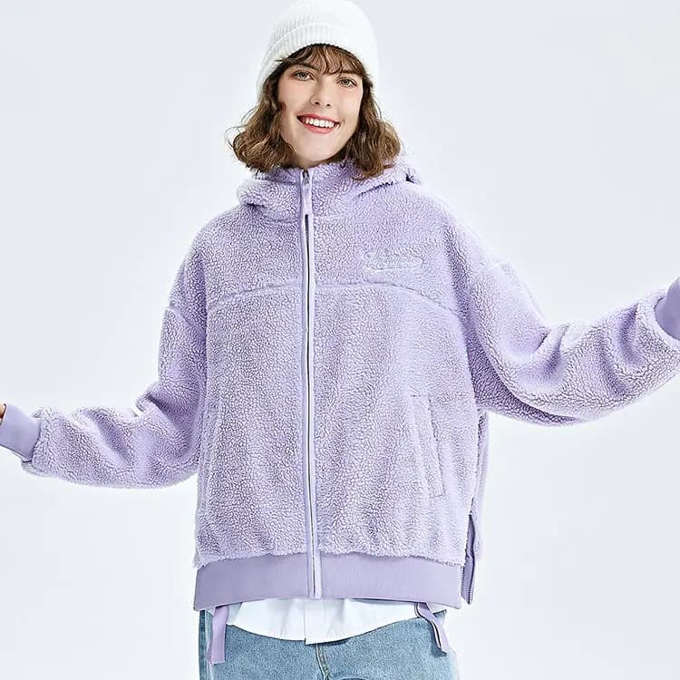 Kappa Shearling Sport Casual Cardigan Hooded Long Sleeve Jacket Autumn Winter Women's 11