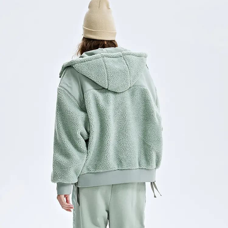 Kappa Shearling Sport Casual Cardigan Hooded Long Sleeve Jacket Autumn Winter Women's 4