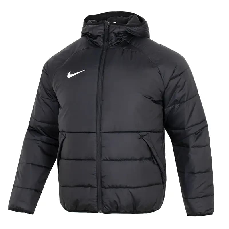 Nike Casual Windproof Warm Hooded Solid Color Puffer Jacket Men's Black 3