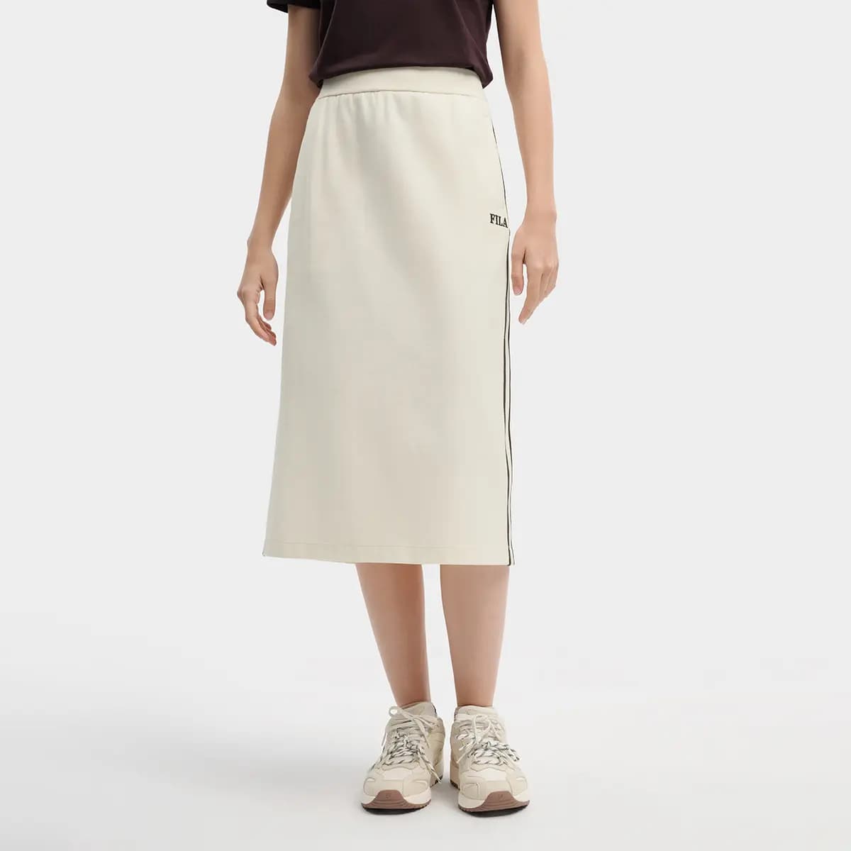 FILA ORIGINALE Classic Vintage Elegant Relaxed Casual Long Skirt Women's Egg White 4