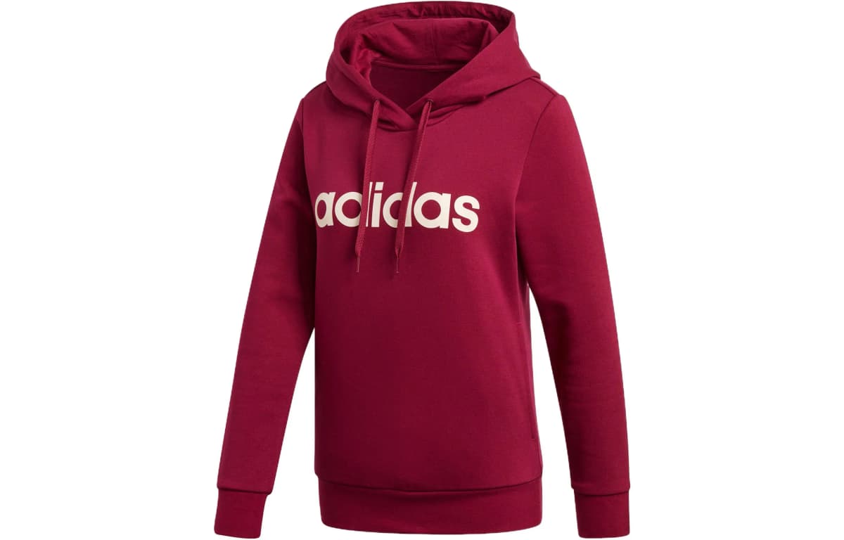 adidas Letter Print Qadın Hoodie Qırmızı
