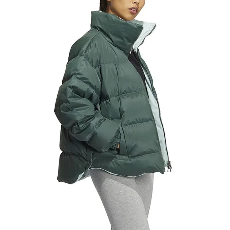 adidas Originals Trefoil Reversible Sport Warm Winter Solid Down Jacket Women's Green 5
