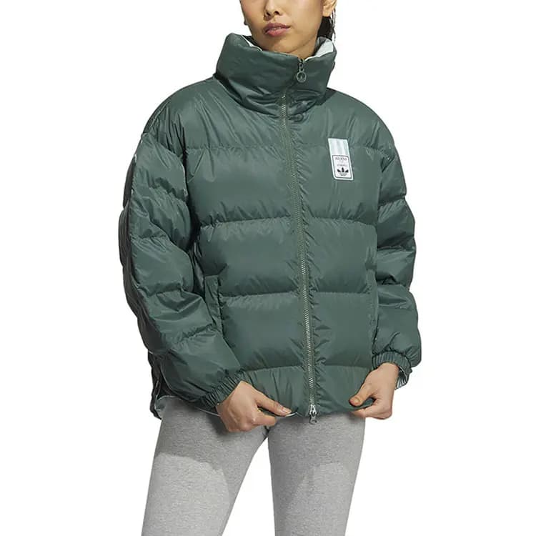 adidas Originals Trefoil Reversible Sport Warm Winter Solid Down Jacket Women's Green 3