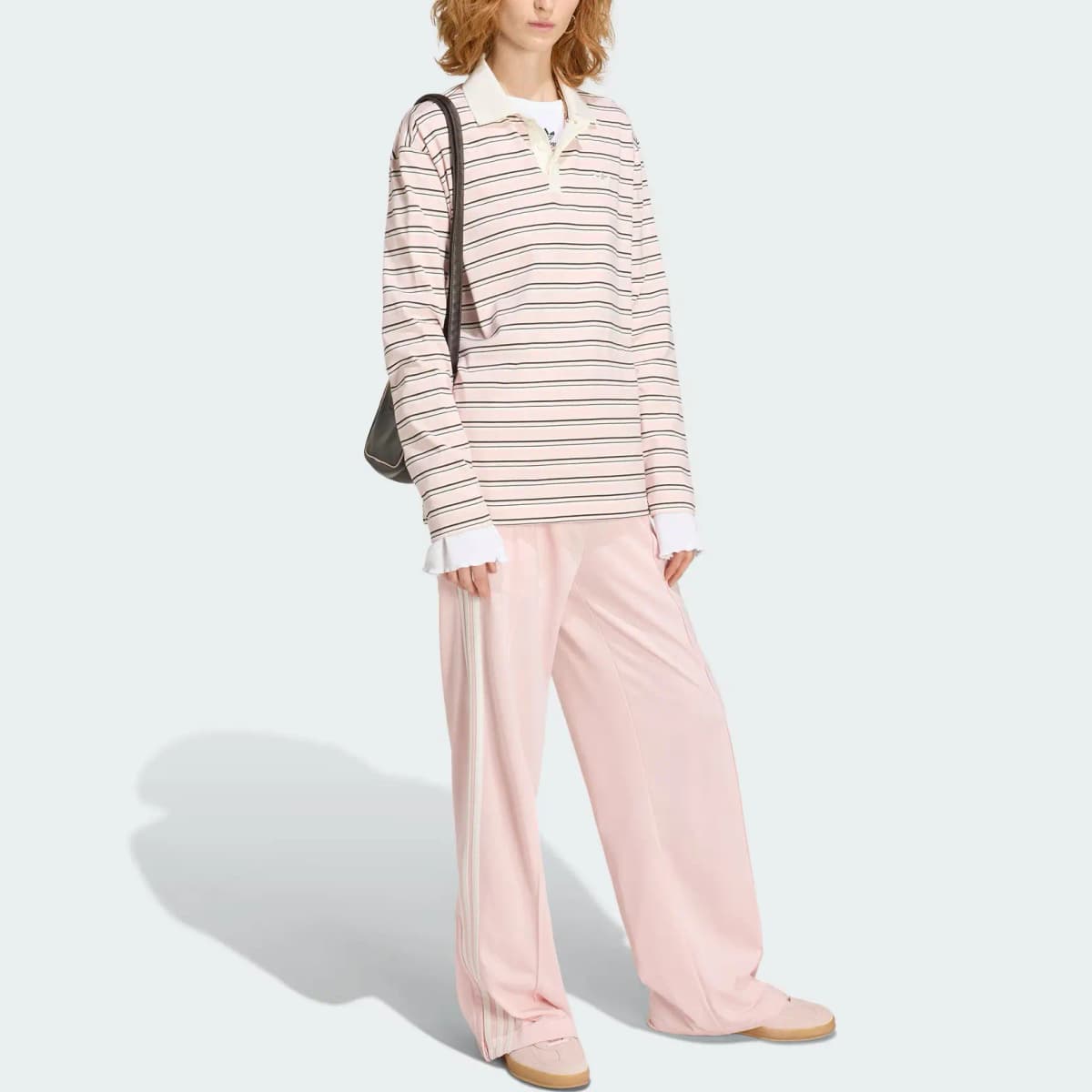 adidas originals STRIPED OVERSIZED LS Uzunqol Polo Köynək Qadın 3