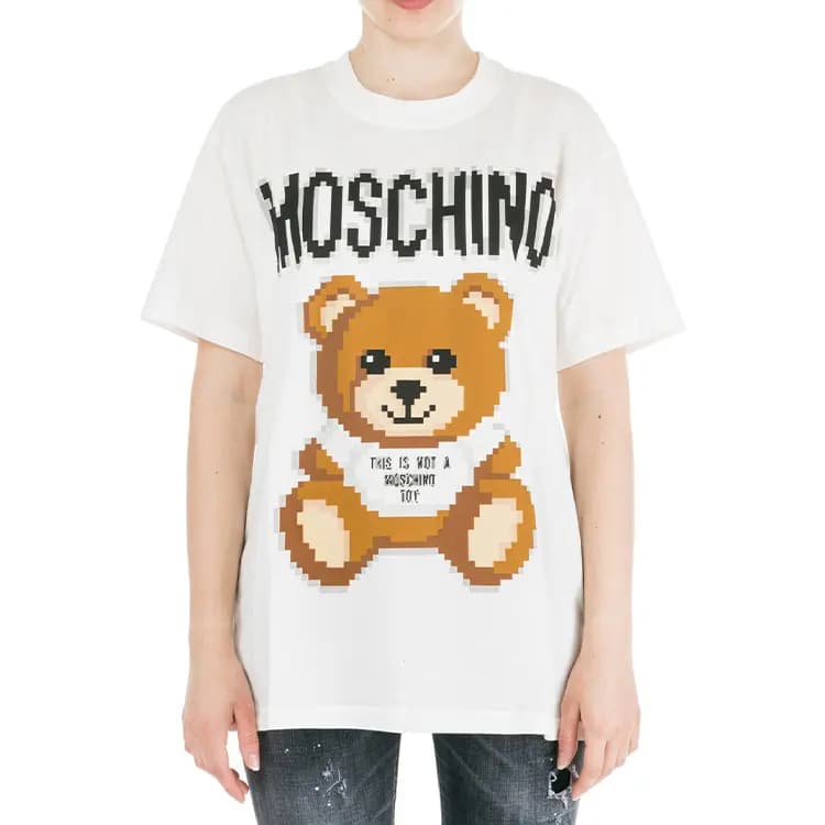 MOSCHINO Teddy Bear Qadın Köynəyi Ağ 5
