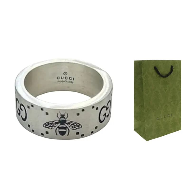 GUCCI Interlocking G And Bee Engraved Ring 3