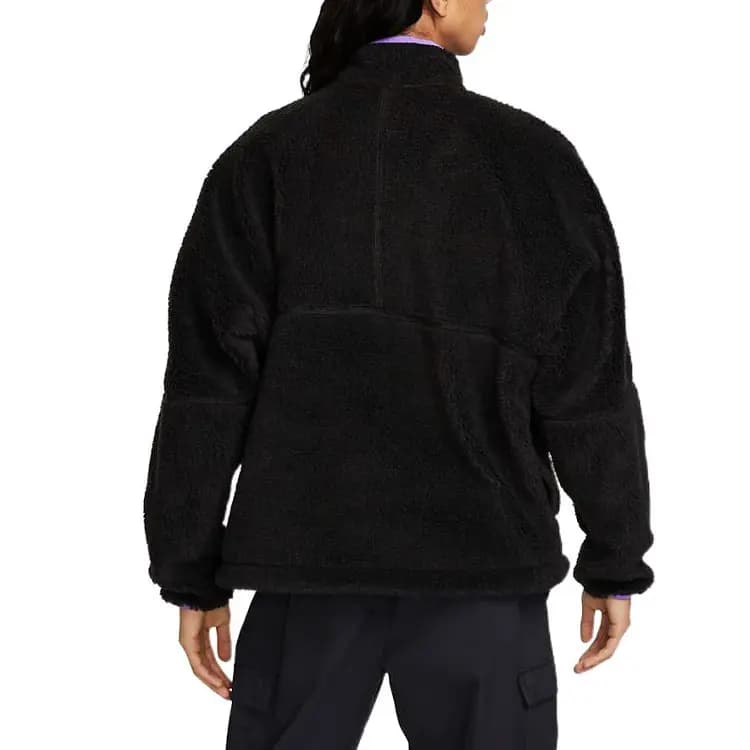 Nike Logo Embroidery Half-Zip Faux Shearling Kişi Pencəyi Qara 5