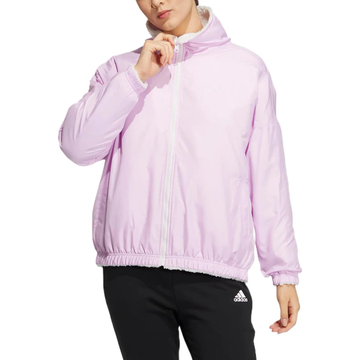 Adidas Məxmər Qadın Pencəyi Çəhrayı/Ağ 3
