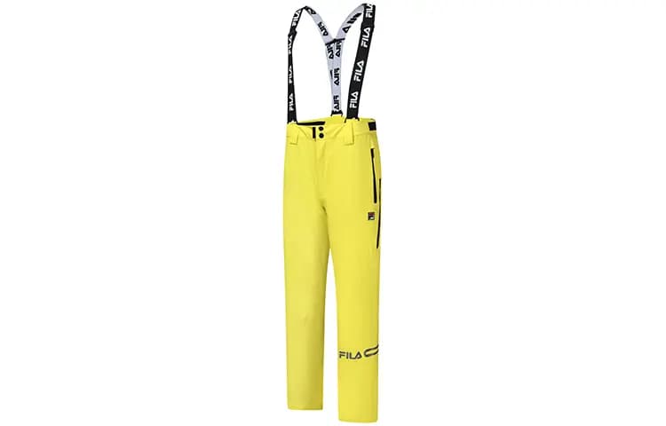 FILA Athletics Series Outdoor Windproof Wear-Resistant Sport Logo Print Windproof Wear-Resistant Lettering Bib Ski Pants Men's Ray Yellow 3