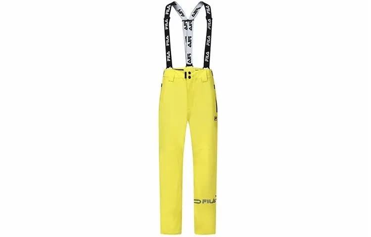 FILA Athletics Series Outdoor Windproof Wear-Resistant Sport Logo Print Windproof Wear-Resistant Lettering Bib Ski Pants Men's Ray Yellow