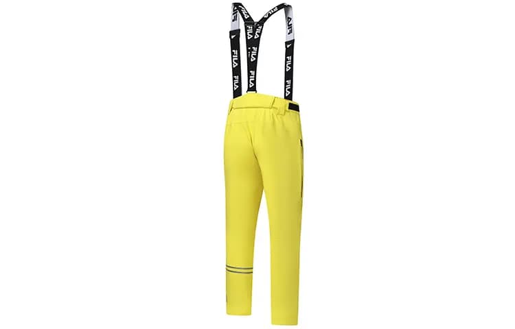 FILA Athletics Series Outdoor Windproof Wear-Resistant Sport Logo Print Windproof Wear-Resistant Lettering Bib Ski Pants Men's Ray Yellow 2