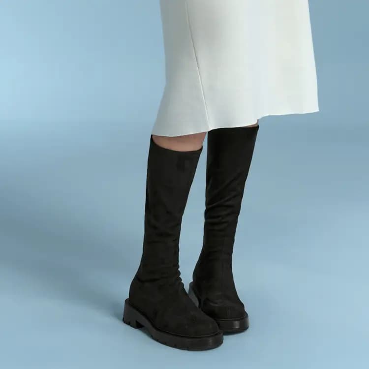 CHARLES&KEITH Small CK Uzunboğaz Qadın Çəkmələri Qara/Ağ 8
