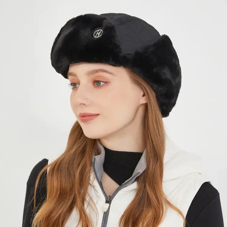 ELLE Furry Earflap Hat Winter Warm Riding Outdoor Hat Unisex 3