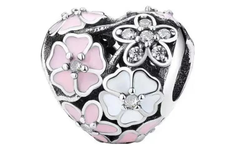 Pandora Peach Blossom Openwork 925 Gümüş muncuq Qadın Çəhrayı