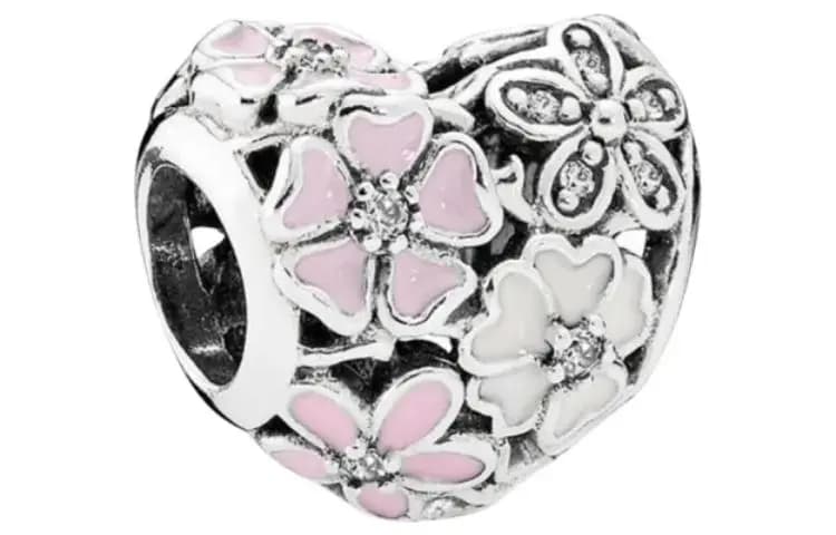 Pandora Peach Blossom Openwork 925 Gümüş muncuq Qadın Çəhrayı 2