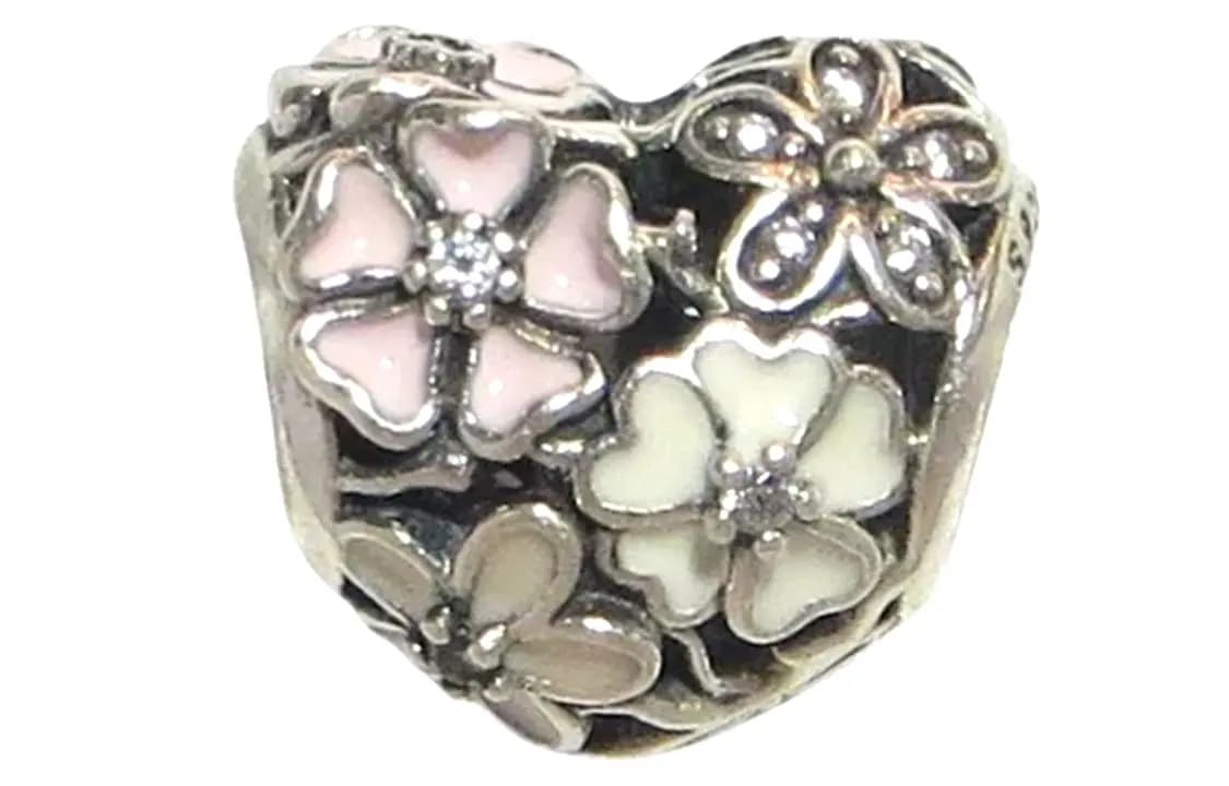 Pandora Peach Blossom Openwork 925 Gümüş muncuq Qadın Çəhrayı 3