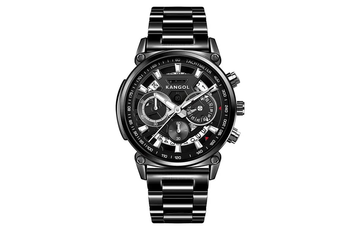 KANGOL Interstellar Series Quartz Movement Stainless Steel Watchband Watch Men's Watches Cut Out Dial 10