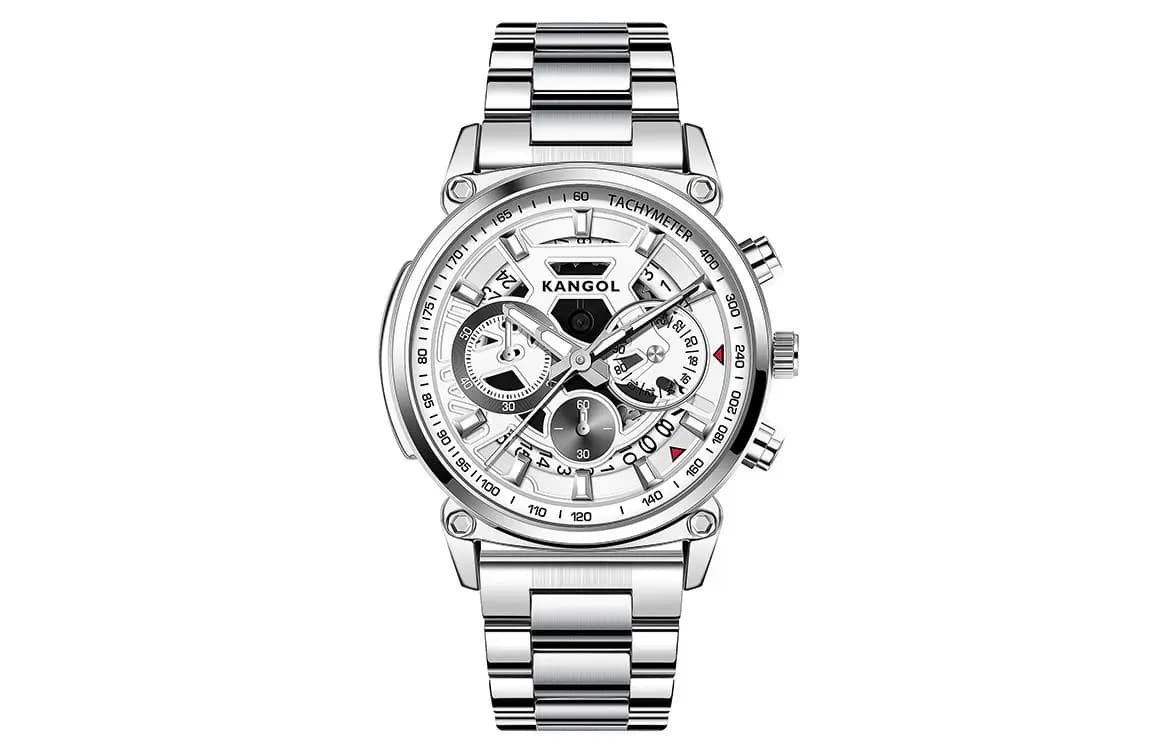 KANGOL Interstellar Series Quartz Movement Stainless Steel Watchband Watch Men's Watches Cut Out Dial 5