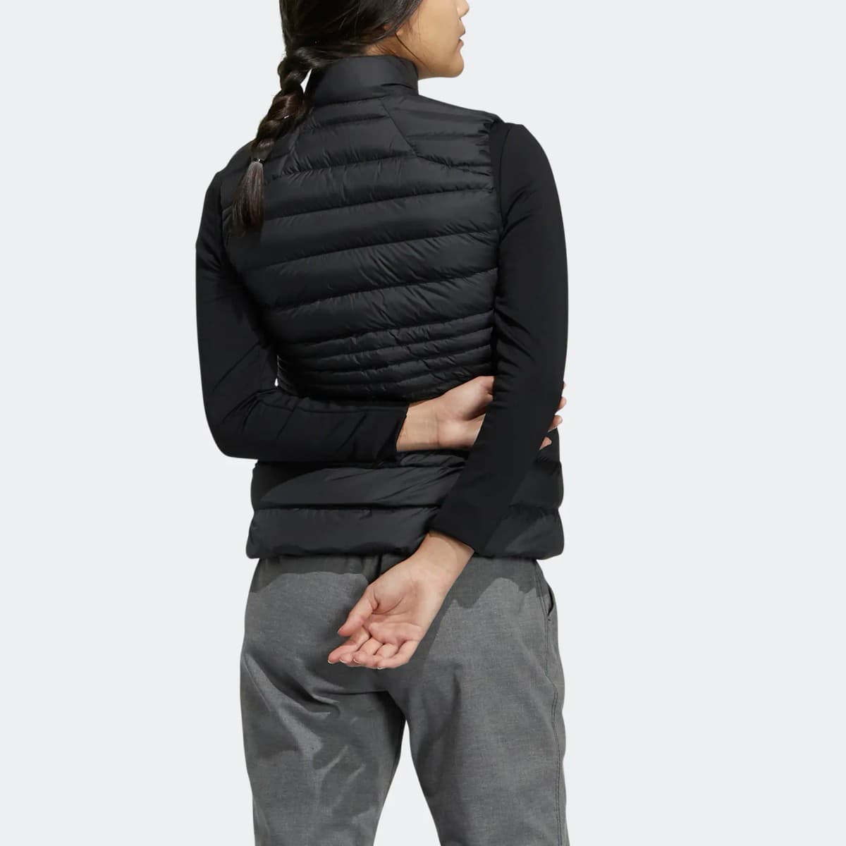 adidas Down Vest Solid Color Print Logo Zip Stand-Collar Vest Women's Black 3