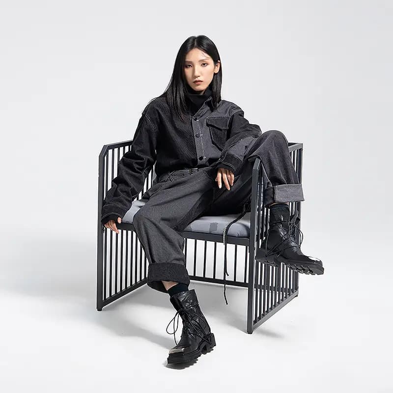 HUANXIANGZHE Martin Boots Unisex Black 6