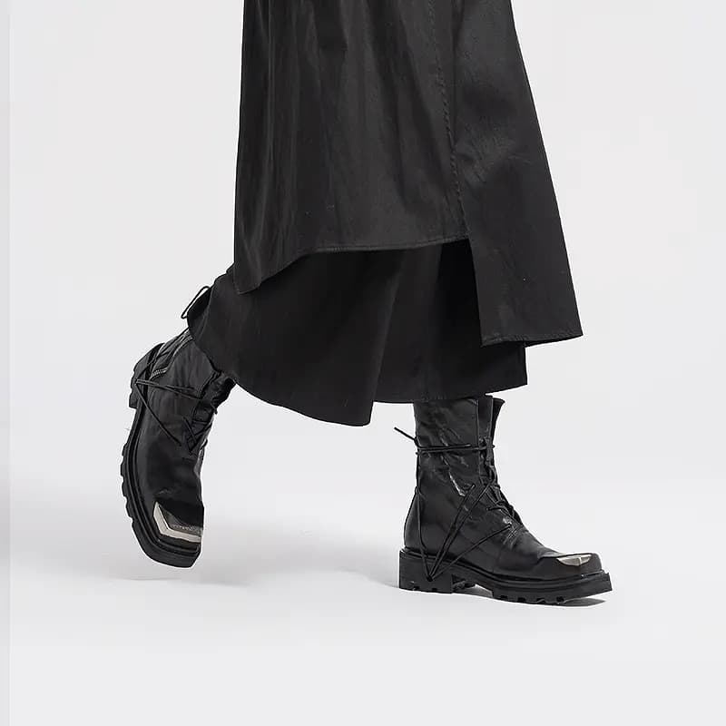HUANXIANGZHE Martin Boots Unisex Black 3