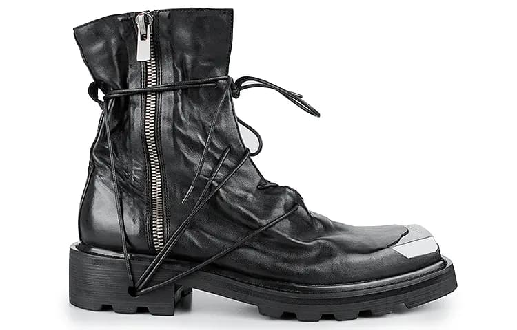HUANXIANGZHE Martin Boots Unisex Black 2