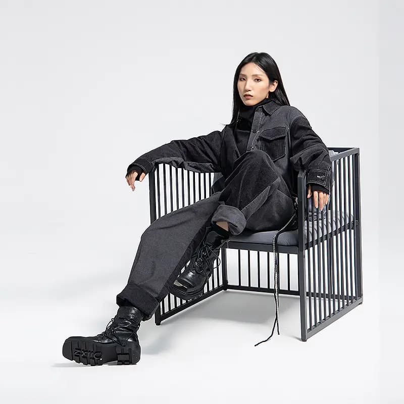 HUANXIANGZHE Martin Boots Unisex Black 7