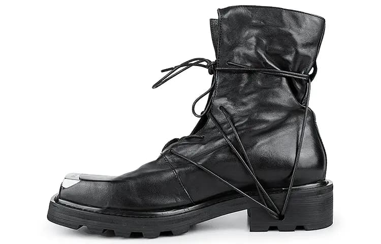 HUANXIANGZHE Martin Boots Unisex Black