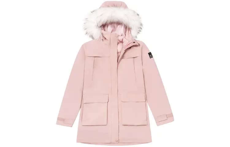 CAMEL All-Weather Series Solid Color Liner Warm Zip Hooded Fur Collar Mid-Length Thick 3-in-1 Jacket Winter Women's 6