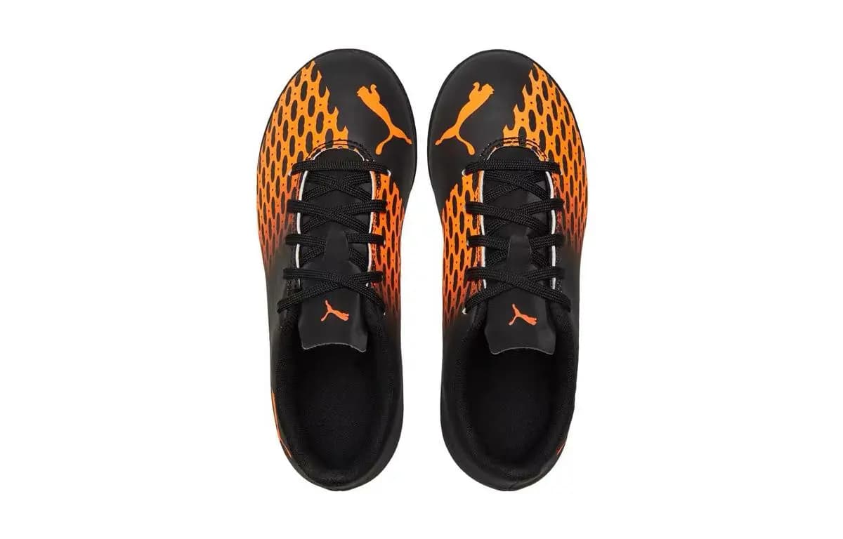 PUMA Rapido 3 Spirit 3 TT Jr Anti Slip Wear Resistant Low Top Kids' Soccer Shoes Black Orange Teenagers 4