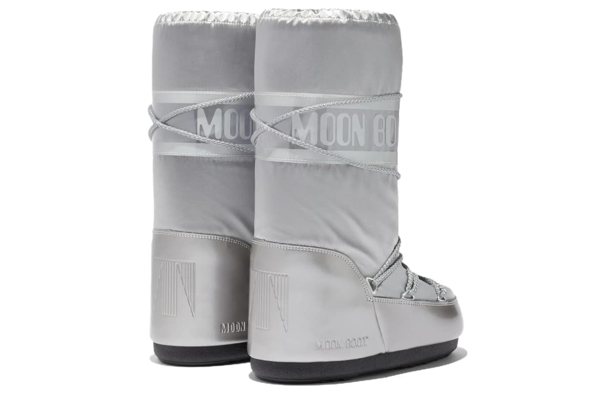 Moon Boot Lace-Up Mid-Top Snow Boots Unisex Gümüşü 3