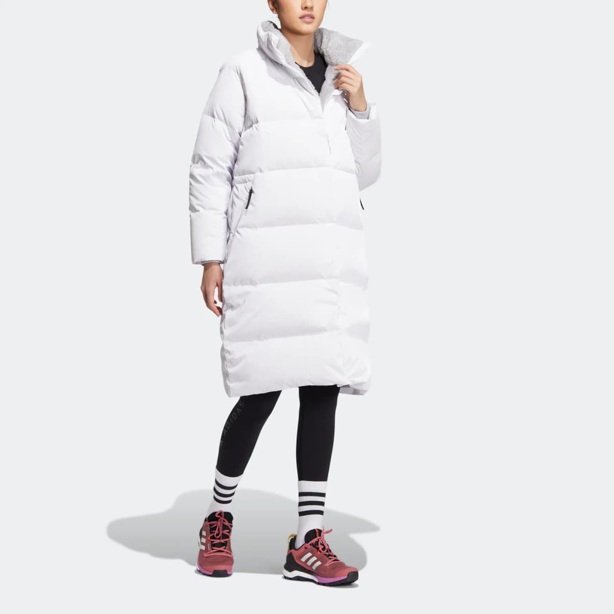 adidas W Goose Down Qadın Puffer Pencək Ağ 4