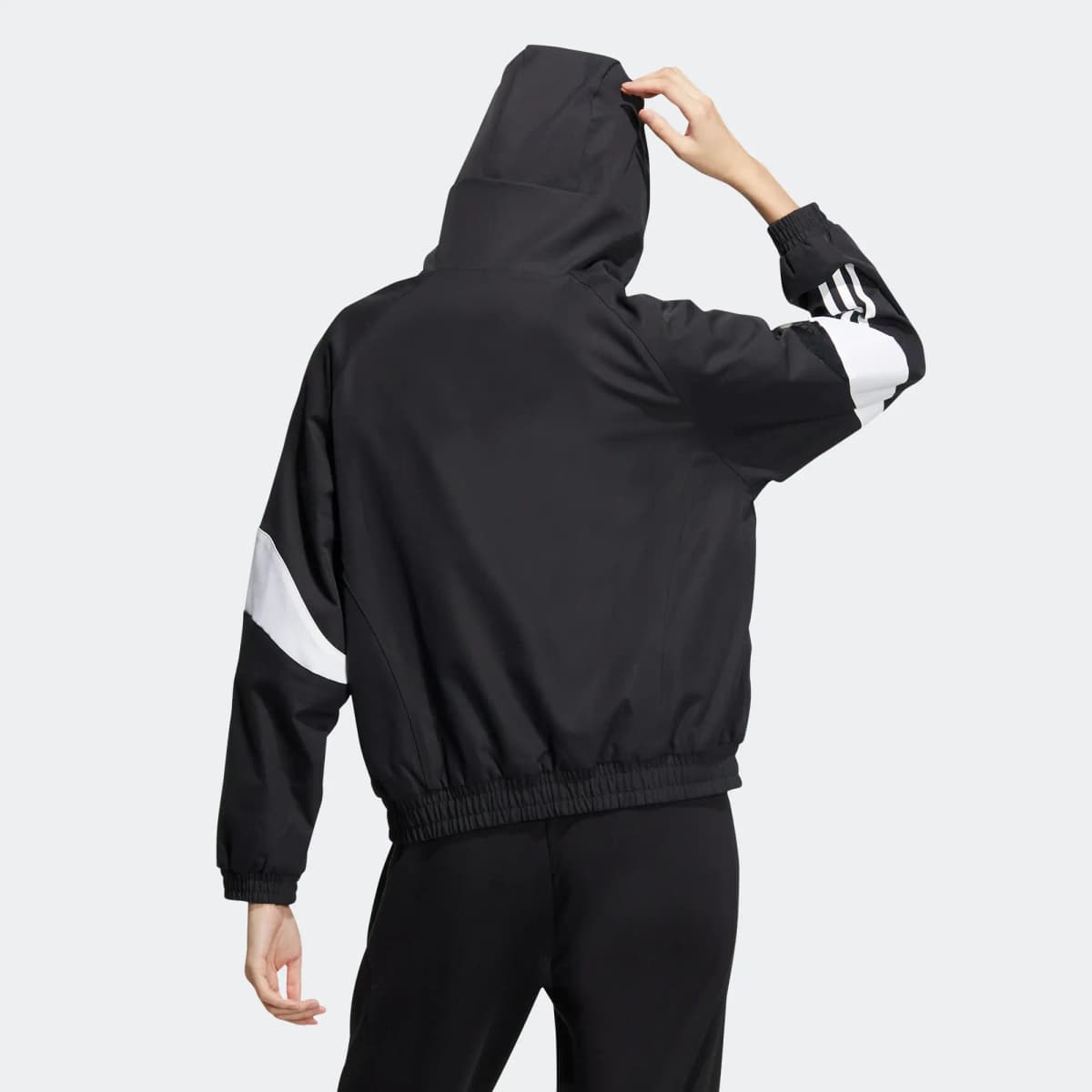 adidas Qadın Logo Embroidered Striped Woven Gödəkçə Qara 3