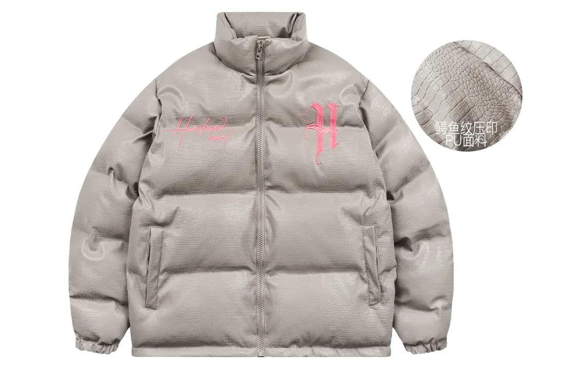 HARSH AND CRUEL Retro Street Hip-Hop Layout Graphic Print Loose Stand Collar Leather Down Jacket Unisex 10
