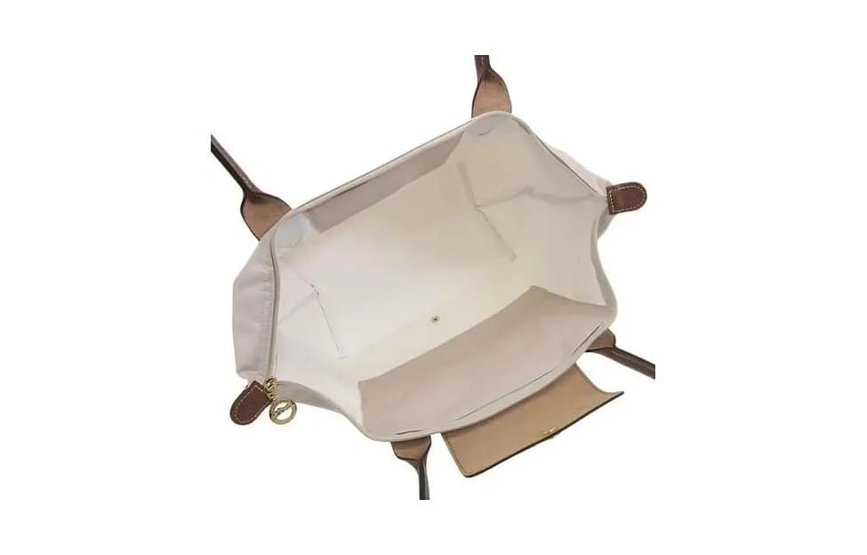 LONGCHAMP Le Pliage Canvas Dəri Çanta Qadın Bej 5