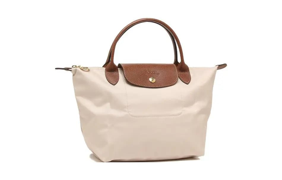 LONGCHAMP Le Pliage Dəri və Kətan Çanta Qadın Bej 2