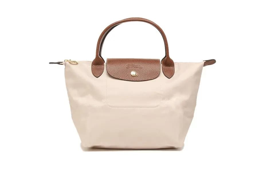 LONGCHAMP Le Pliage Dəri və Kətan Çanta Qadın Bej