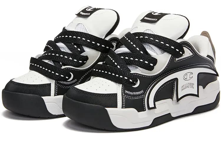 Champion Low Top Skateboard Shoes Men's Black White 3