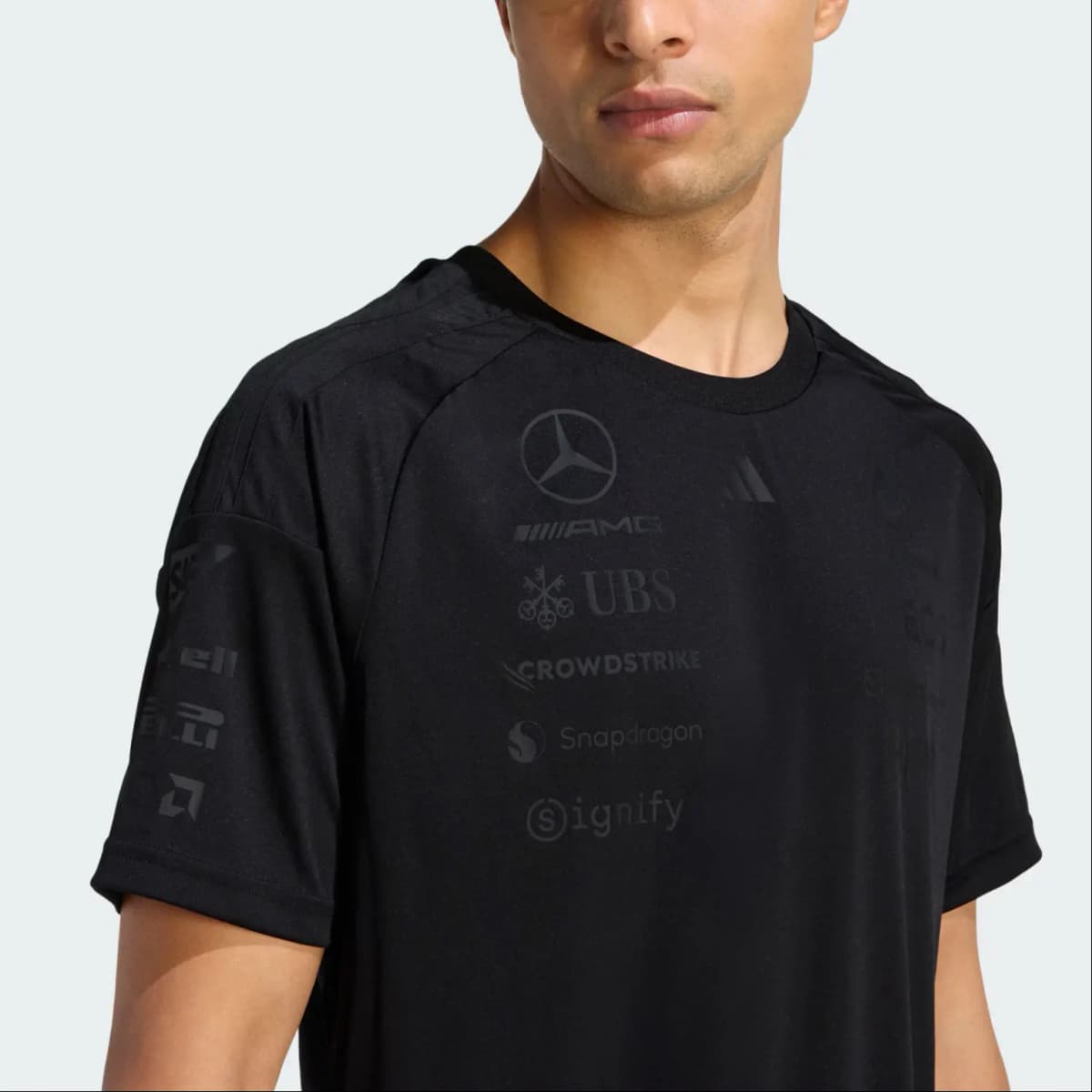adidas MERCEDES-AMG PETRONAS FORMULA 1 TEAM Quick-Dry Round Neck Short Sleeve Racing T-Shirt Men's 5