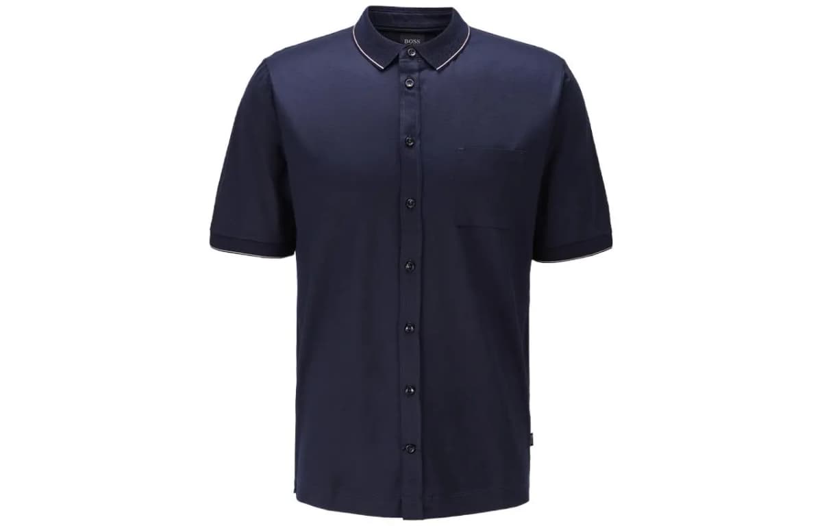 HUGO BOSS FW22 Solid Color Polo Shirt Men's Dark Blue