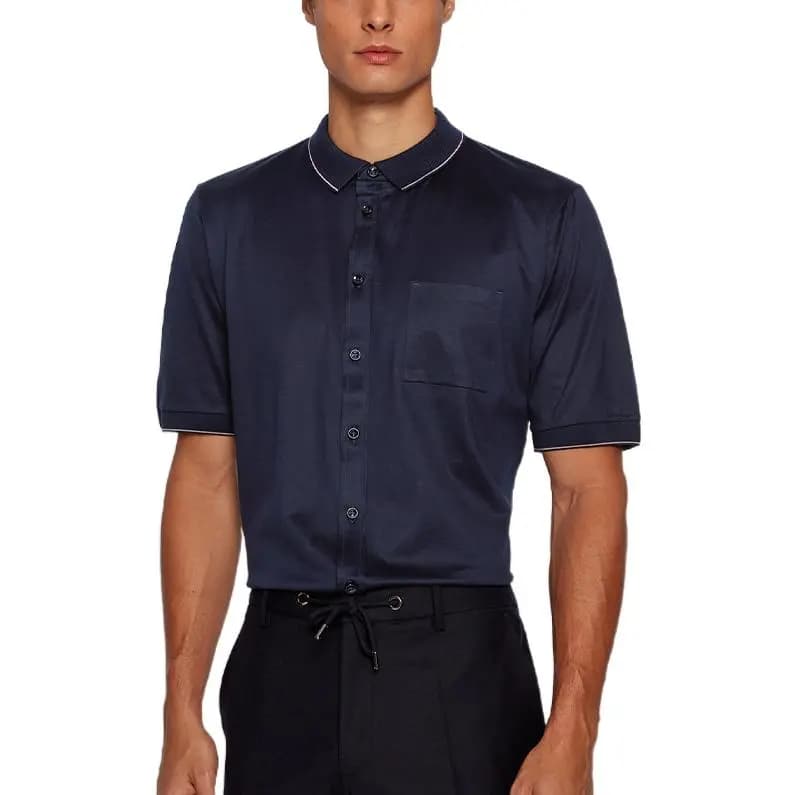 HUGO BOSS FW22 Kişi Polo Köynəyi Tünd Mavi 3