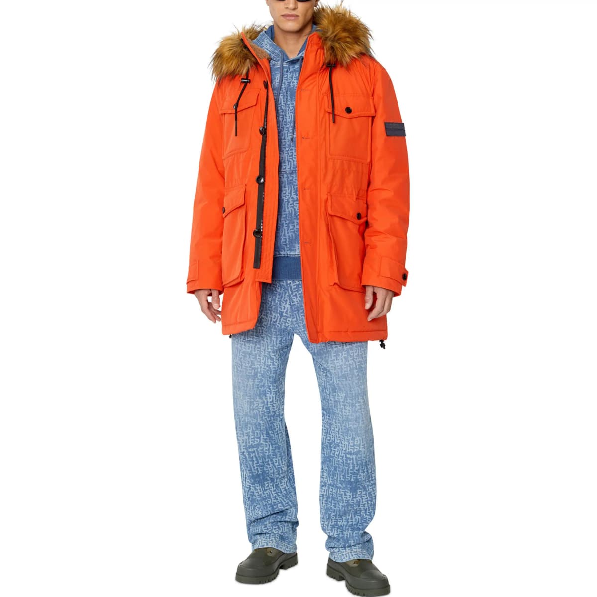 DIESEL Puffer Jackets Men Orange 2