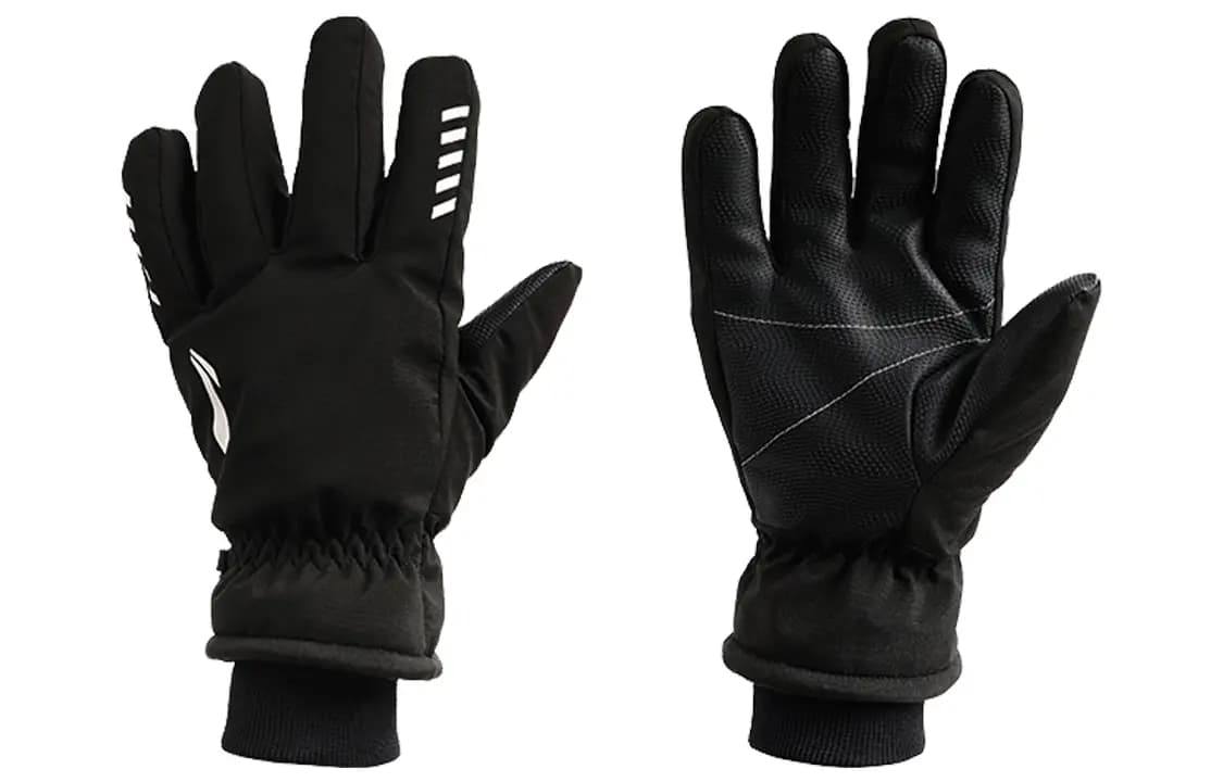 LiNing Winter Cycling Fleece-Lined Windproof Cold-Proof Touchscreen Sports Gloves Unisex Black