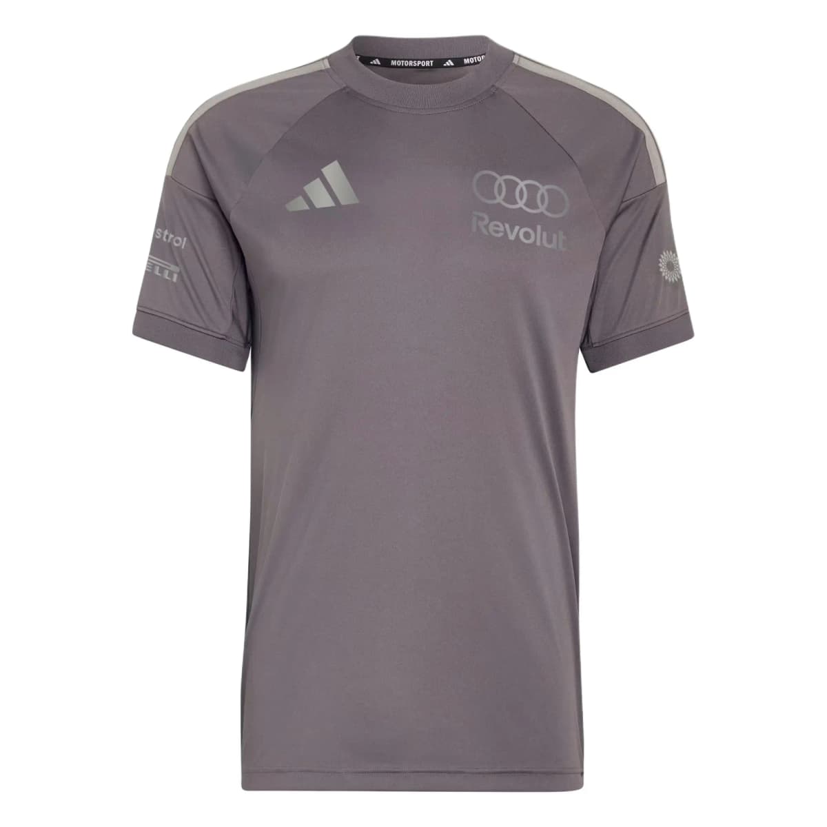 adidas × Audi TEAM FORMULA ONE DRIVER JERSEY Moisture-Wicking Crew Neck Striped Slim Short Sleeve Racing T-Shirt Men's