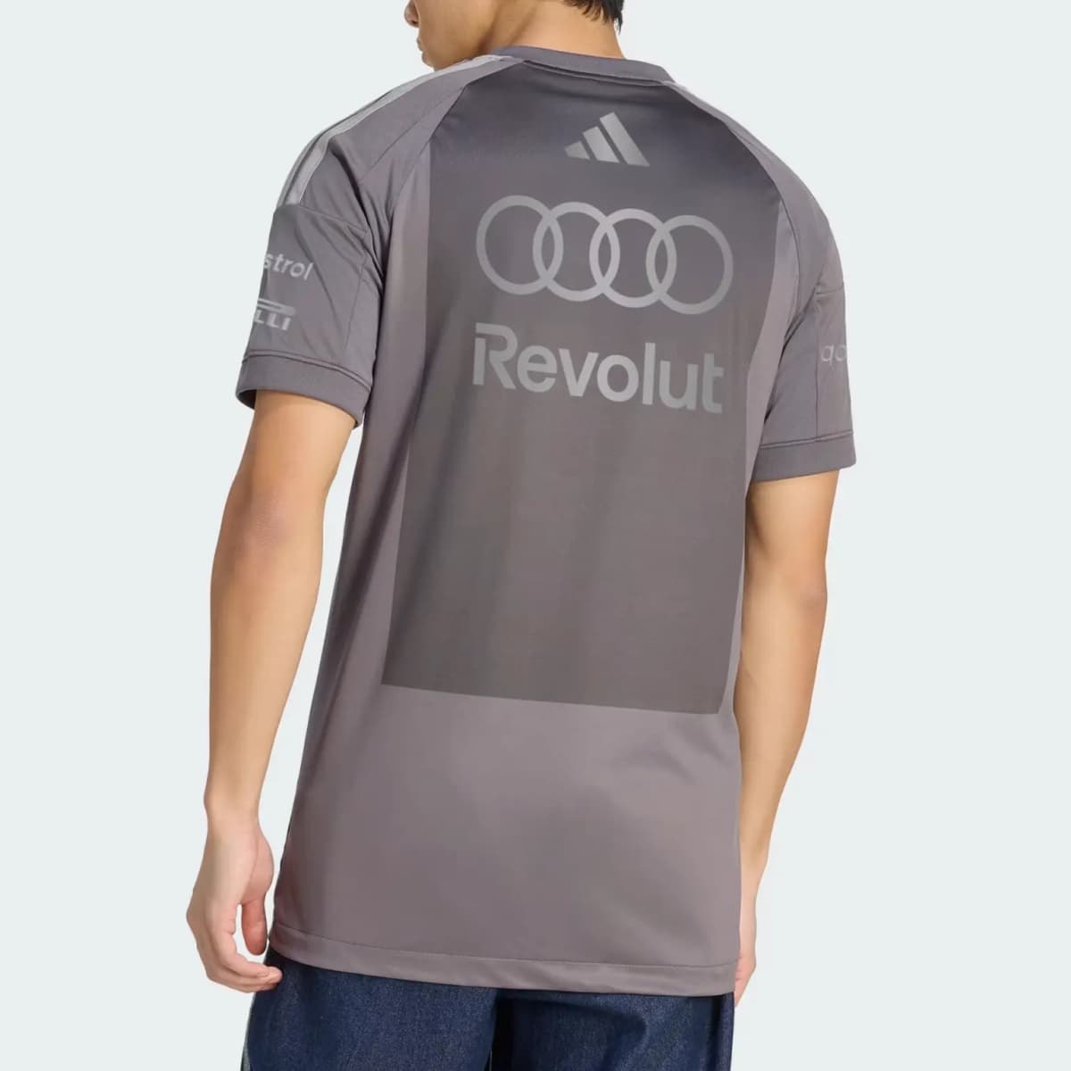 adidas × Audi TEAM FORMULA ONE DRIVER JERSEY Moisture-Wicking Crew Neck Striped Slim Short Sleeve Racing T-Shirt Men's 4